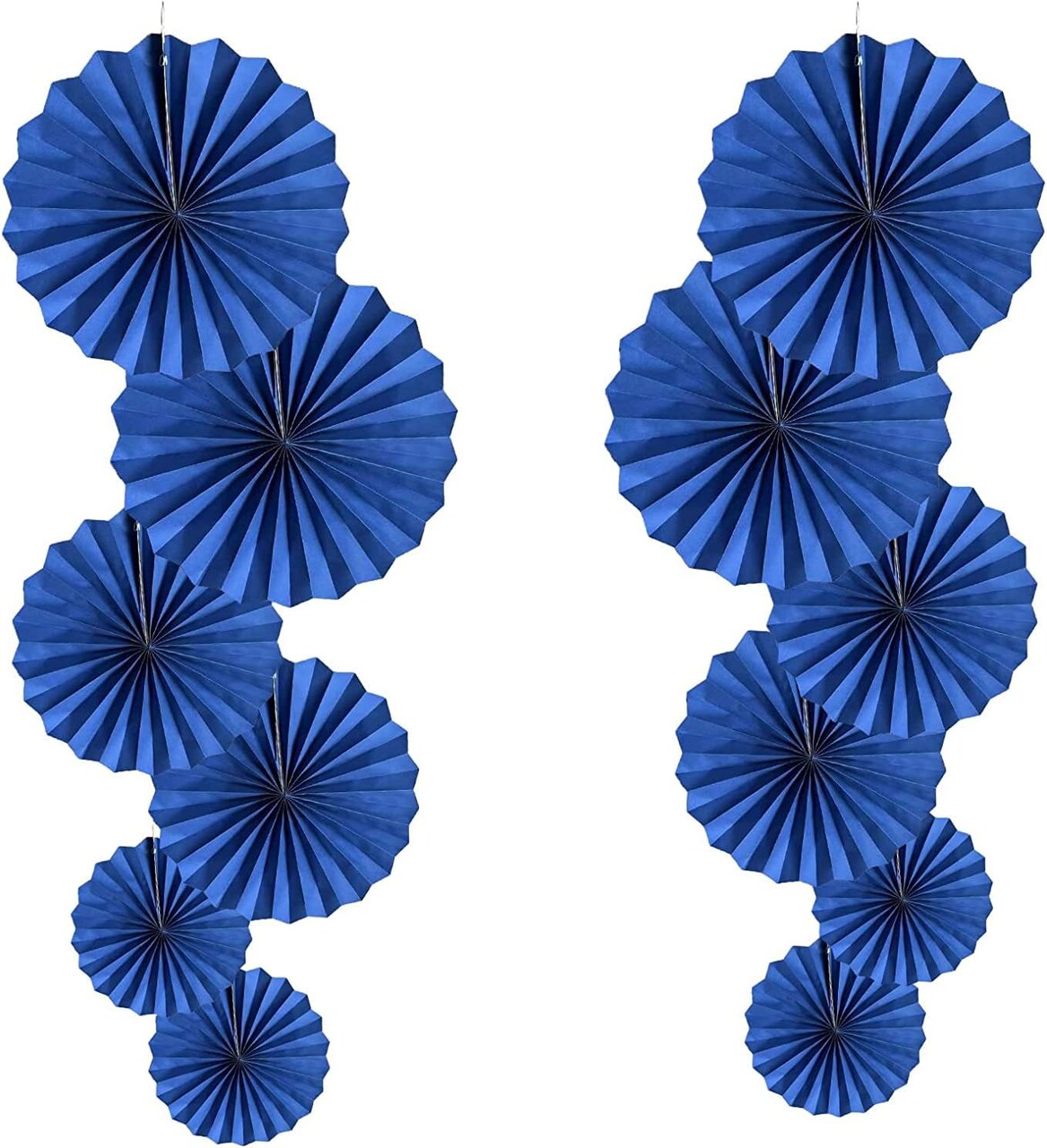 Blue Party Hanging Paper Fans DIY Set,12pcs Set Paper Fans Set Hanging Pinwheels Fan DIY Paper Craft for Wedding Birthday Christmas Party Decoration Hanging Paper Fan Flower Decoration (Blue)